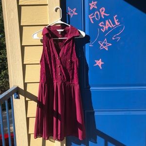 Cute purple sheer lace collar mini dress